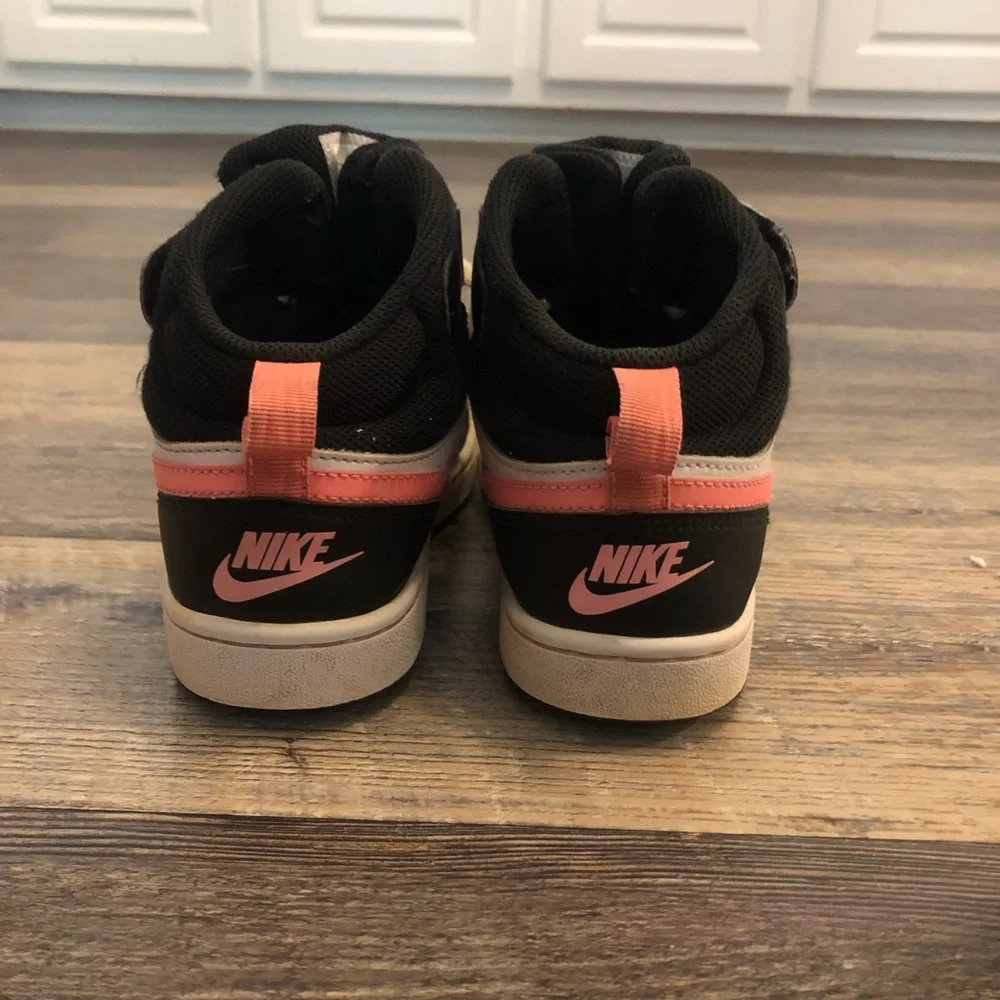 Nike Girls Court Borough Mid 2 Black/Sunset Pulse- White Sneaker - size 4